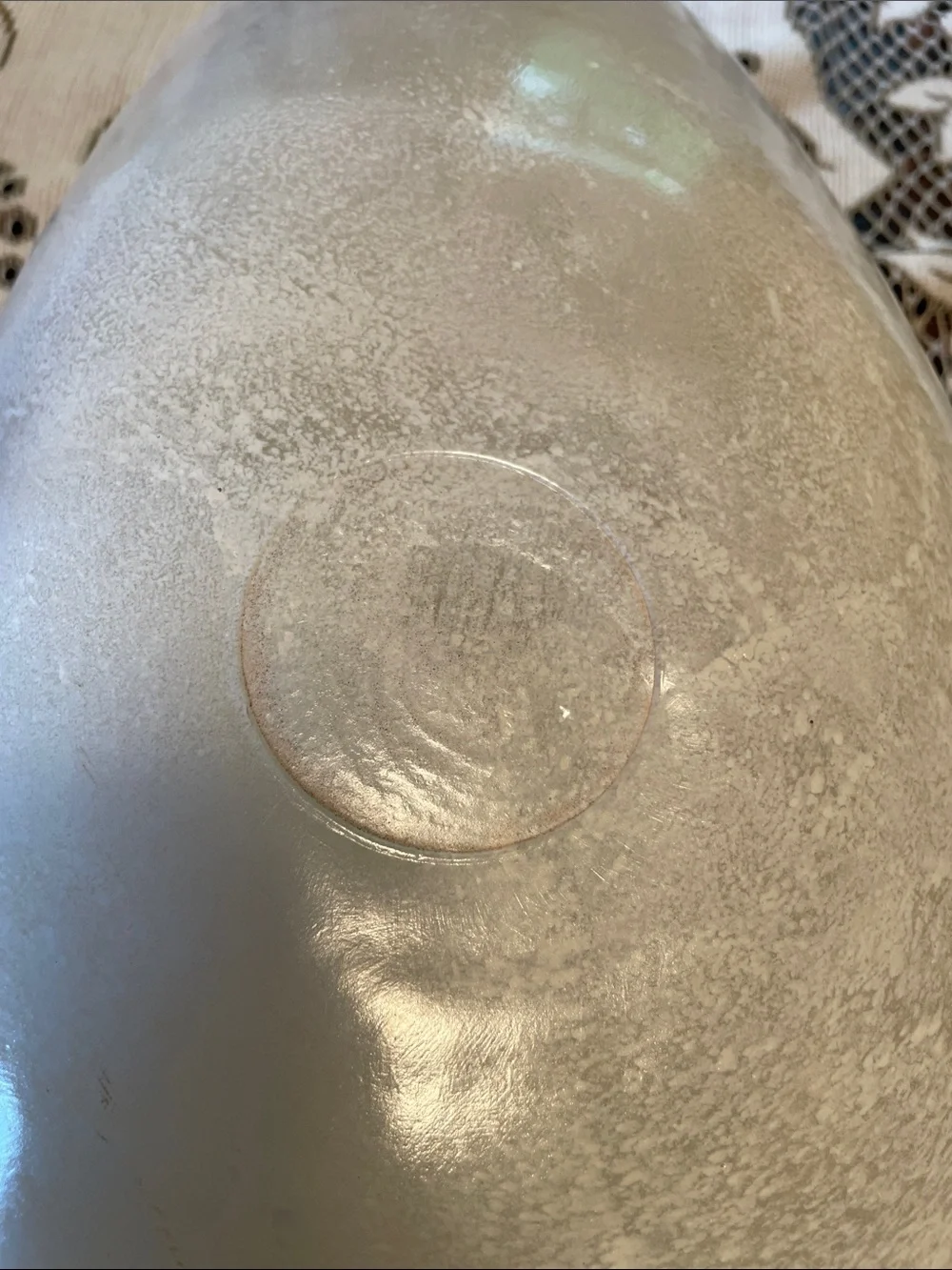 White Opal Iridescent Glossy Decorative Curved Glass Fruit Bowl Pearl Beige